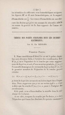 Théorie des points singuliers dans les courbes algébriques.