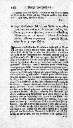Systema morborum symptomaticum, secundum classes, ordines, genera et species. Ed.II.