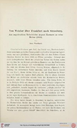 19: Von Wetzlar über Frankfurt nach Strassburg : aus ungedruckten Reisebriefen August Kestners an seine Mutter (1802)