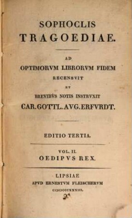 Sophoclis Tragoediae, 2. Oedipus rex