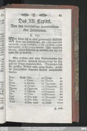 Das XII. Capitel. Von den nominibus numeralibus oder Zahlwörtern.