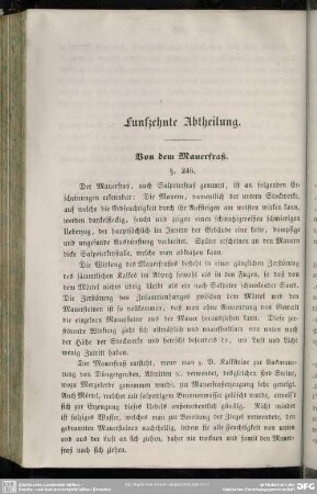 Funfzehnte Abtheilung. Von dem Mauerfraß