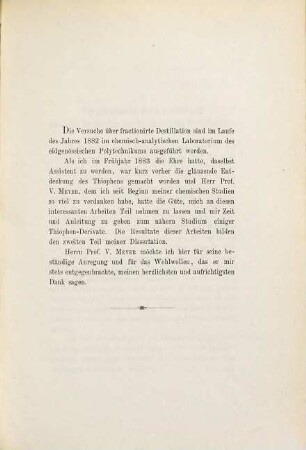 Vergleichende Untersuchungen über die Methoden der fractionirten Destillation : Beiträge zur Kenntniss der Thiophengruppe