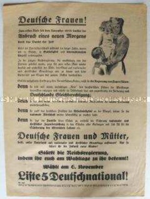 Illustriertes Flugblatt der Deutschnationalen Volkspartei zur Reichstagswahl am 6. November 1932