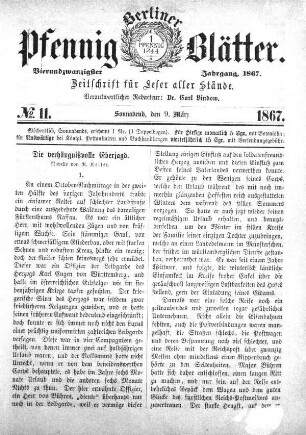 No. 11, Sonnabend, den 9. März