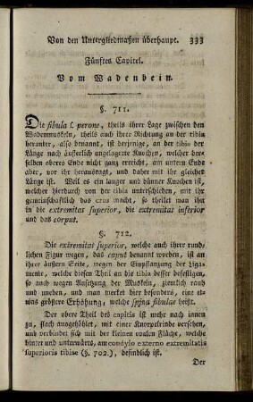 Fünftes Capitel. Vom Wadenbein. § 711-717.