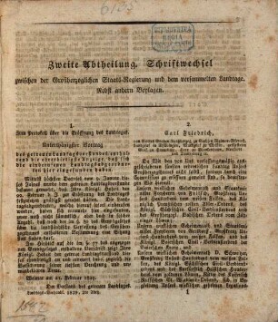 Verhandlungen des ... Landtags und der Gebietsvertretung von Sachsen-Weimar-Eisenach. Ordentlicher Landtag. Schriftenwechsel. 1829