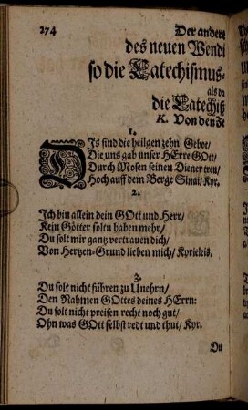 K. Von den Zehen Gebothen