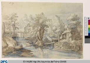 Flusslandschaft mit Weiden