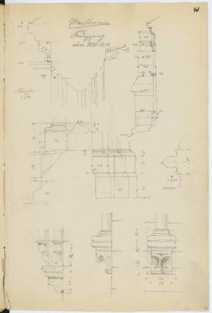 Kloster Maulbronn: Details Kreuzgang (aus: Skizzen- und Fotoalbum 6)