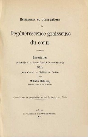 Remarques et observations sur la dégénérescence graisseuse du coeur