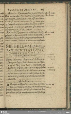XIII. Bellum Duellum In Notationis Campo Susciitur Intestinum, internecinum