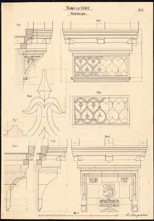 Rathaus, Alsfeld: Details Friese und Gesimse 1:10