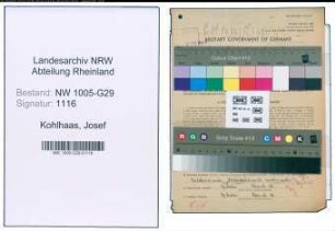 Entnazifizierung Josef Kohlhaas , geb. 05.02.1898 (Bahnsekretaer)