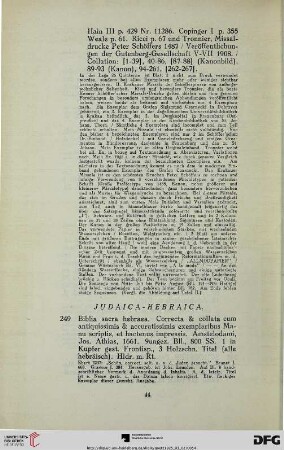 Judaica-Hebraica (Nr. 249)