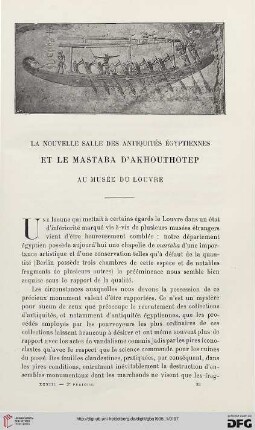 3. Pér. 33.1905: La nouvelle salle des antiquités égyptiennes et le Mastaba d'Akhouthotep au Musée du Louvre