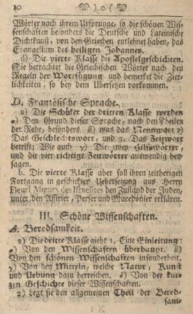 III. Schöne Wissenschaften.