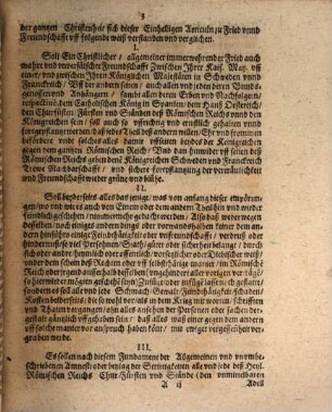 Entwurf der Friedensverfaßung Im nahmen der Kays. gevollmächtigten ... übergeben 1647