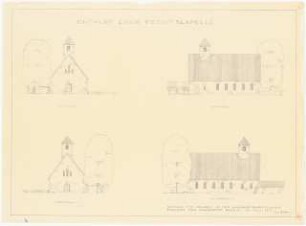Friedhofskapelle: Ansichten von Süden, Osten, Norden, Westen