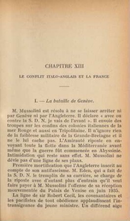 Chapitre XIII Le Conflit Italo-Anglais Et La France