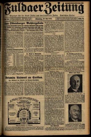 Ausgabe vom Dienstag, den 19. Mai 1931.