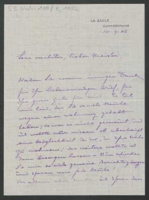 Brief an Karl Klindworth : 10.09.1906