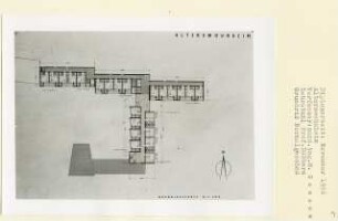 Alterswohnheim, Berlin-Schmargendorf (Diplomarbeit bei Kurt Dübbers): Grundriss Normalgeschoss 1:200