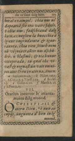 VII. Oratiun incunter ls' attantamains dalg muond.