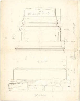 Thiersch, August; Alexandria (Ägypten); Serapeum von Alexandria - Säule, Westseite (Ansicht)