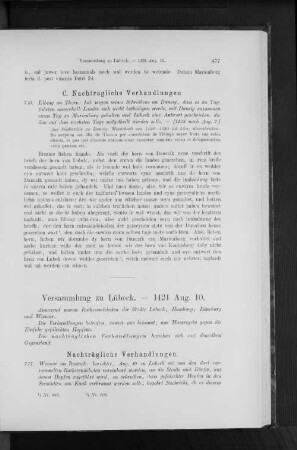 Versammlung zu Lübeck. - 1424 Aug. 10.