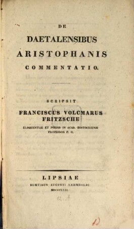 De Dactalensibus Aristophanis commentatio