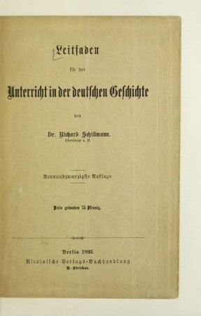 Leitfaden für den Unterricht in der deutschen Geschichte