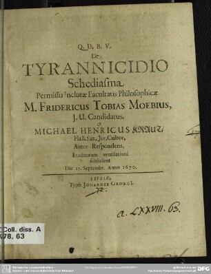 De tyrannicidio schediasma