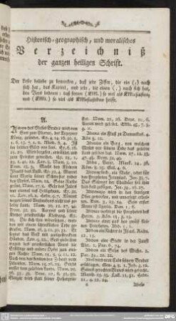Historisch-geographisch, und moralisches Verzeichniß der ganzen heiligen Schrift