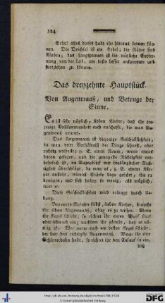 Das dreyzehnte Hauptstück. Von Augenmaaß, und Betruge der Sinne.