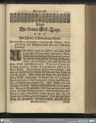 Folgen Die kleinen Fest-Tage. Am Fest der Offenbahrung Christi