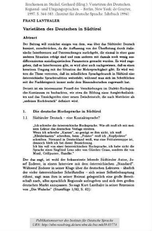 Varietäten des Deutschen in Südtirol