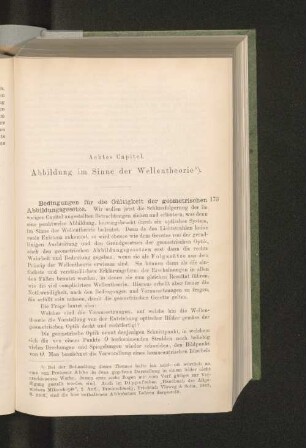 Achtes Capitel. Abbildung im Sinne der Wellentheorie.