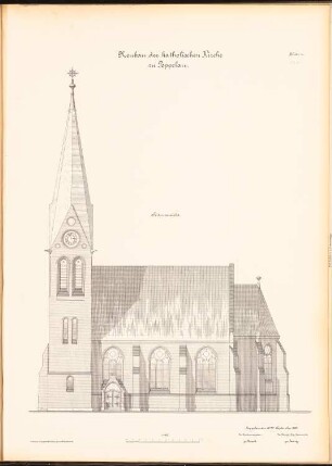 Katholische Kirche, Poppelau: Seitenansicht 1:100