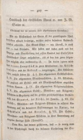 407-416 [Rezension] Sailer, Johann Michael, Handbuch der christlichen Moral