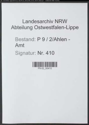 Sterberegister Standesamt Ahlen-Amt