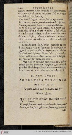 M. Ant. Mureti Ad Beatis S. Virginem Dei Matrem