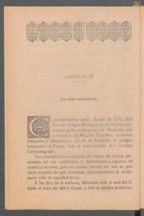 Capítulo VI - Una aviso apremiante.