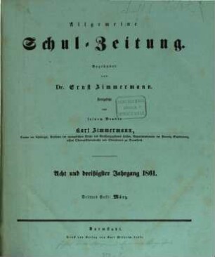 Allgemeine Schulzeitung. 38. 1861