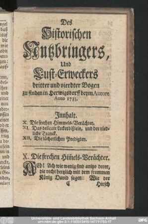 X. Die frechen Him[m]els-Verächter.