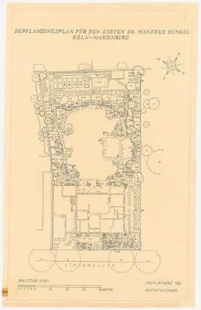 Garten Dr. Manfred Dunkel, Köln: Bepflanzungsplan 1:100