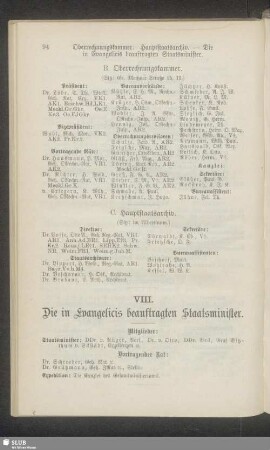 VIII. Die in Evangelicis beauftragten Staatsminister