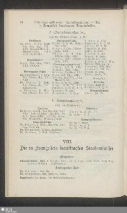 VIII. Die in Evangelicis beauftragten Staatsminister