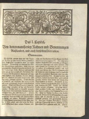Das I. Capitel, Von denen mancherley Nahmen und Benennungen Rußlandes, und auch derselben Derivation.
