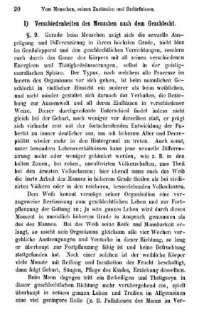 1) Verschiedenheiten des Menschen nach dem Geschlecht.